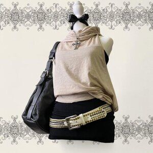 Y2K tan cowl neck top☕️